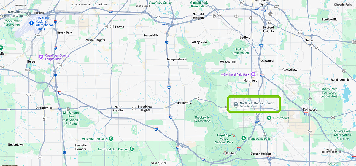 Map of Northfield Ohio Region